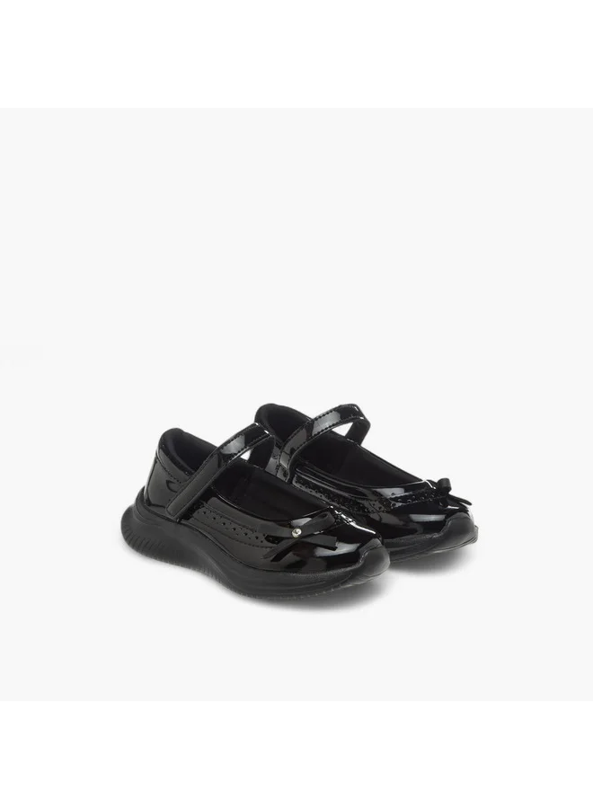 Dash Girls Bow Accent School Shoes with Hook and Loop Closure