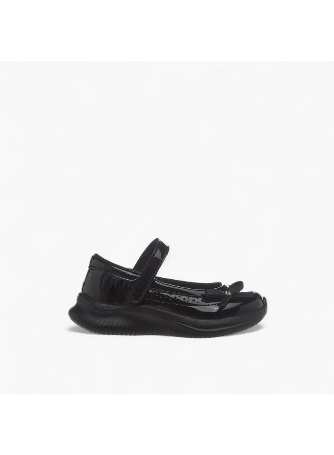 Dash Girls Bow Accent School Shoes with Hook and Loop Closure