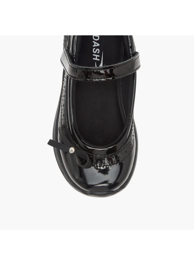 Dash Girls Bow Accent School Shoes with Hook and Loop Closure