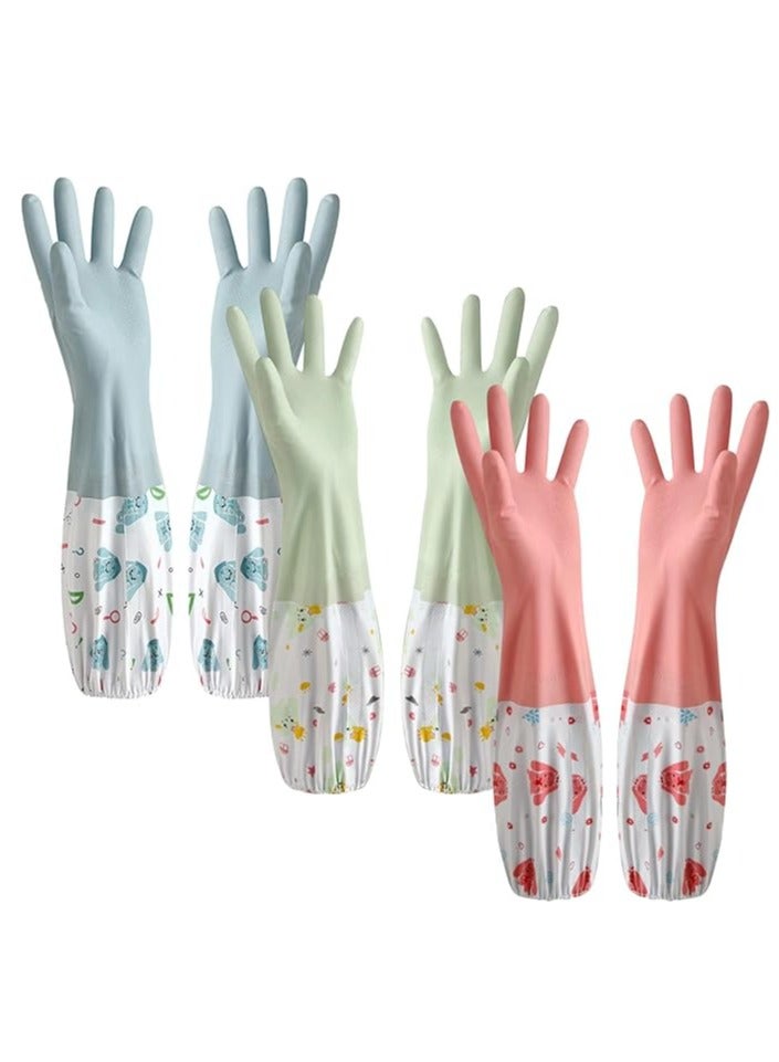 VIUAUAX 3 Pcs Rubber Dishwashing Cleaning Gloves - Waterproof, Reusable Long Kitchen Gloves, Latex-Free Household Gloves for Laundry, Cleaning, Working, Gardening - Image 1