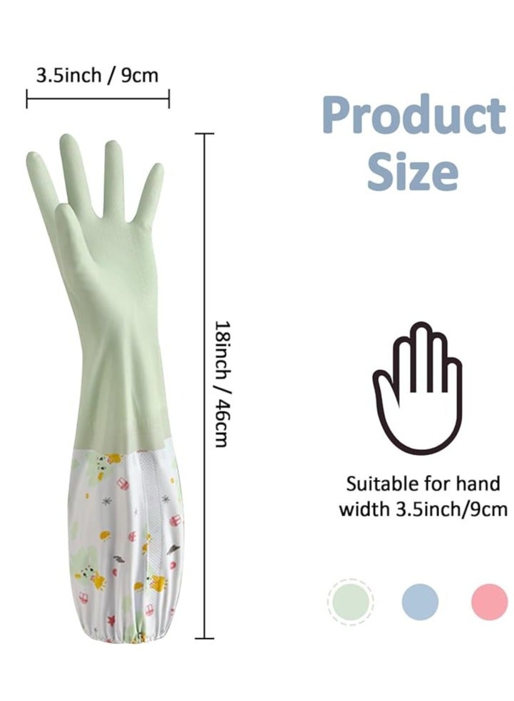 VIUAUAX 3 Pcs Rubber Dishwashing Cleaning Gloves - Waterproof, Reusable Long Kitchen Gloves, Latex-Free Household Gloves for Laundry, Cleaning, Working, Gardening - Image 2