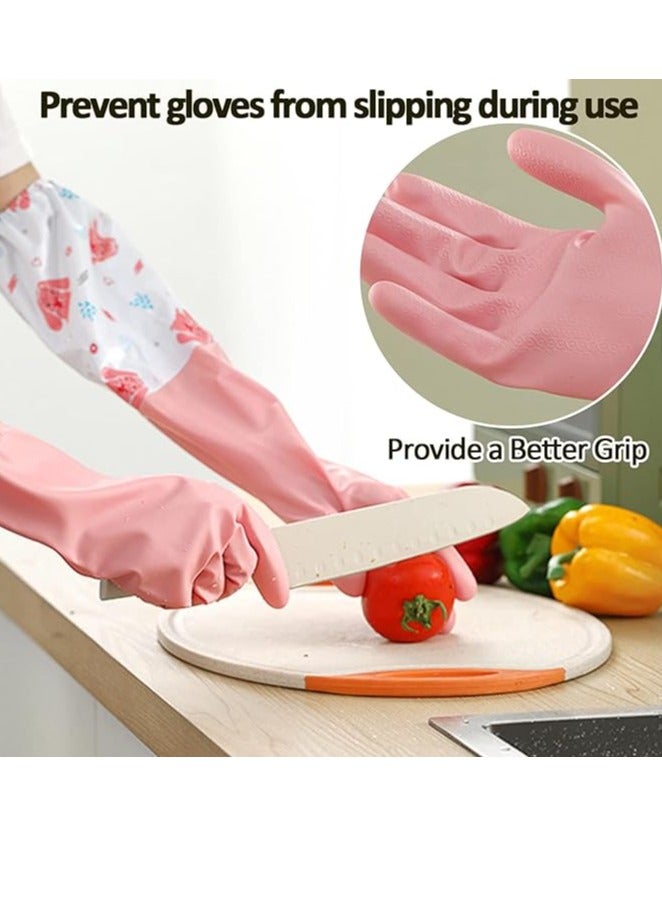 VIUAUAX 3 Pcs Rubber Dishwashing Cleaning Gloves - Waterproof, Reusable Long Kitchen Gloves, Latex-Free Household Gloves for Laundry, Cleaning, Working, Gardening - Image 3