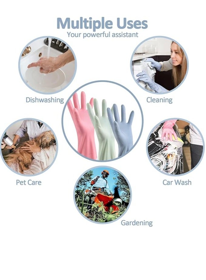 VIUAUAX 3 Pcs Rubber Dishwashing Cleaning Gloves - Waterproof, Reusable Long Kitchen Gloves, Latex-Free Household Gloves for Laundry, Cleaning, Working, Gardening - Image 5
