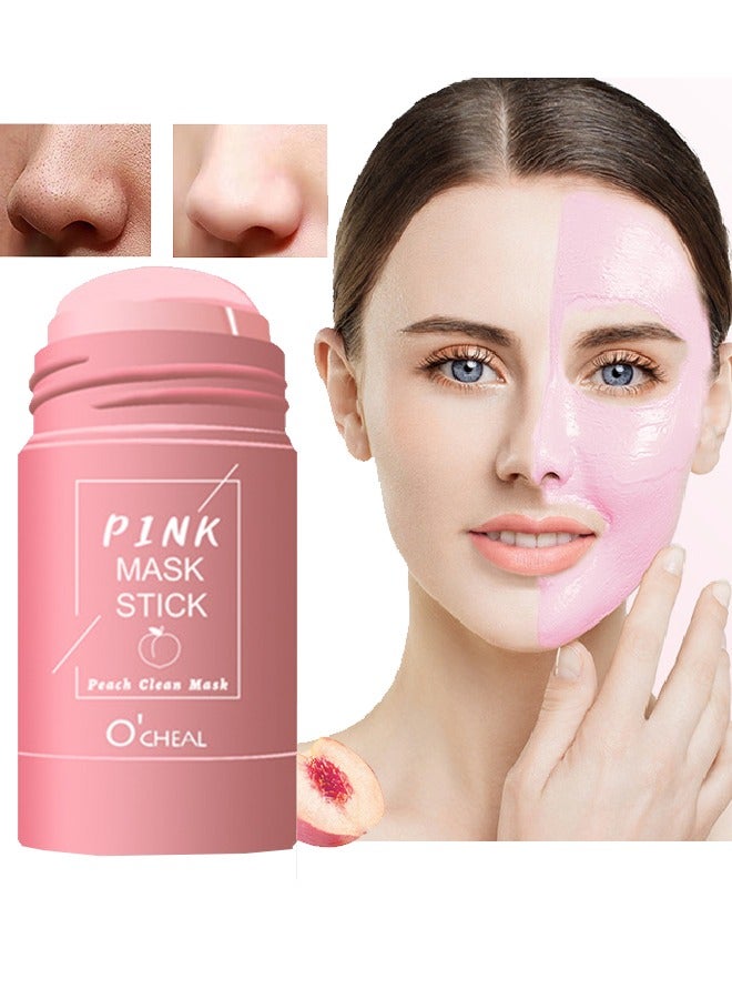 OCHEAL Pink Mask Stick Peach Clean Mask - Cleans Face Minimize Pores Blackhead and Acne Anti Aging Wrinkle Reduction Skincare with Peach Face Mask Blackheads and Acne Removal Peach Clay Face Mask 40g - Image 1