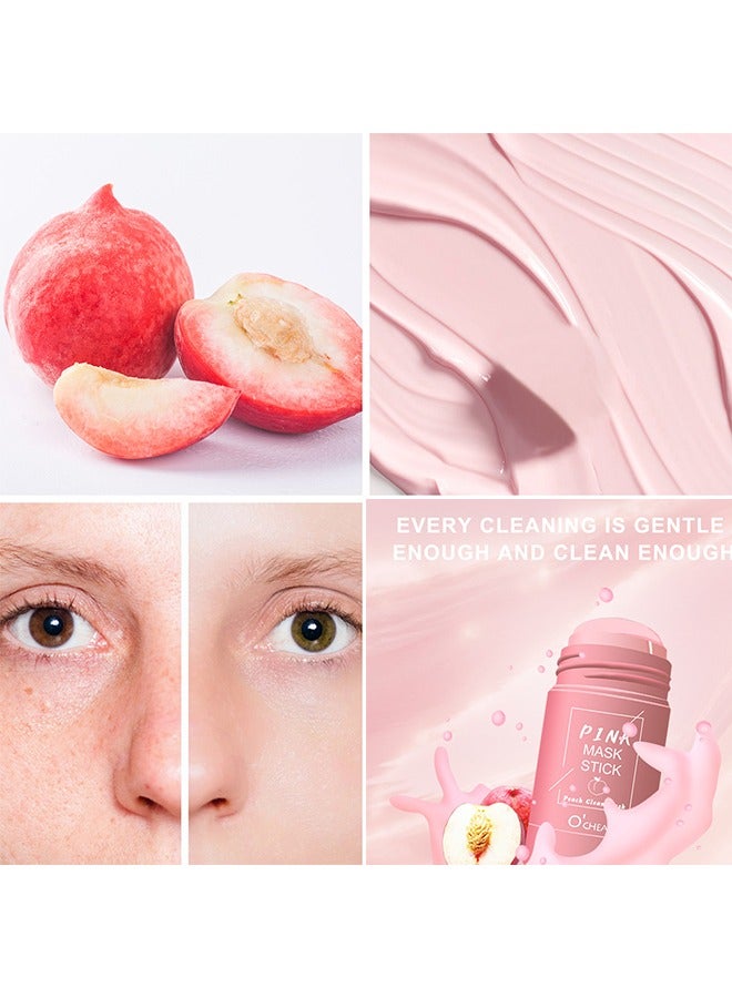 OCHEAL Pink Mask Stick Peach Clean Mask - Cleans Face Minimize Pores Blackhead and Acne Anti Aging Wrinkle Reduction Skincare with Peach Face Mask Blackheads and Acne Removal Peach Clay Face Mask 40g - Image 2