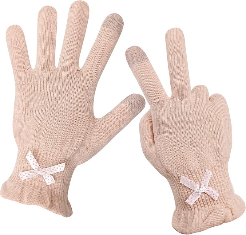 Evridwear Evridwear Eczema Gloves Kids Cotton Moisturizing Gloves 2 Pairs Touchscreen for Dry Hands, Eczema, SPA, Overnight Lotion (Pink Thin) 