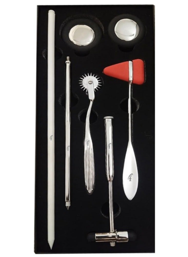 تنم مجموعة مطرقة الأعصاب للتشخيص مكونة من 5 قطع – طقم فحص الأعصاب الطبي (فضي) - Image 2