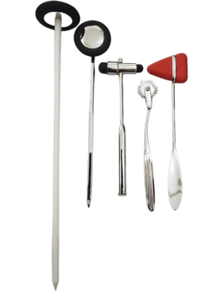 تنم مجموعة مطرقة الأعصاب للتشخيص مكونة من 5 قطع – طقم فحص الأعصاب الطبي (فضي) - Image 3