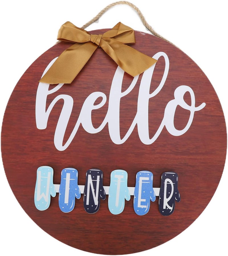 30cm Wooden Door Sign with 4 Seasonal Inserts, Interchangeable Front Porch Decoration for Home, Farmhouse, Beach House or Office, Rustic Hanging Holiday Ornament - Image 5