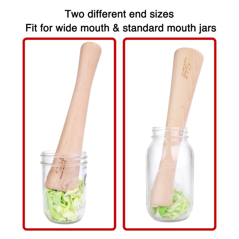 SOLIGT 12" Sauerkraut Pounder for Mason Jars Vegetable Fermentation- One Piece of Solid Wood - Image 5