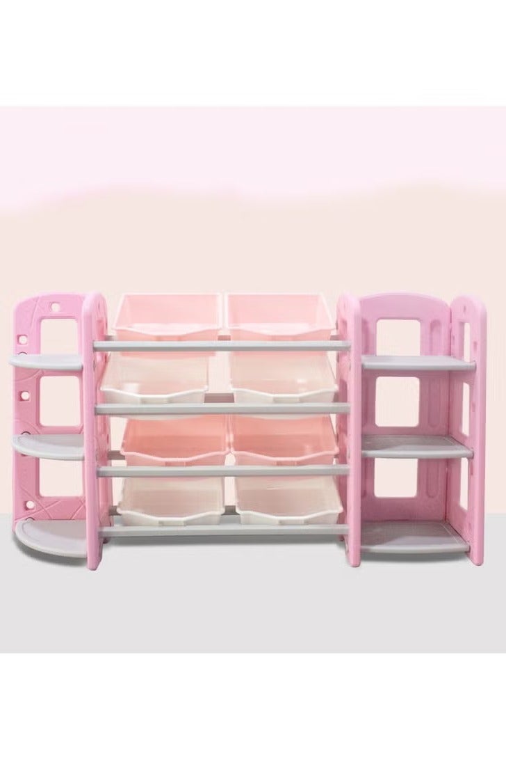 فول جوي منظم ألعاب  8 صناديق تخزين  مع رف زاوية من 3 طبقات ,وردي - Image 2