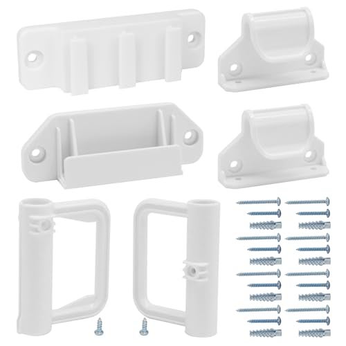 KISKIZ Retractable Baby Gate Replacement Parts Kit (White) Retractable Pet Gate Hardware Full Set Wall Mounting Accessories with Brackets Anchors and Screws Baby Gate Accessories Retractable Dog Gate - Image 1