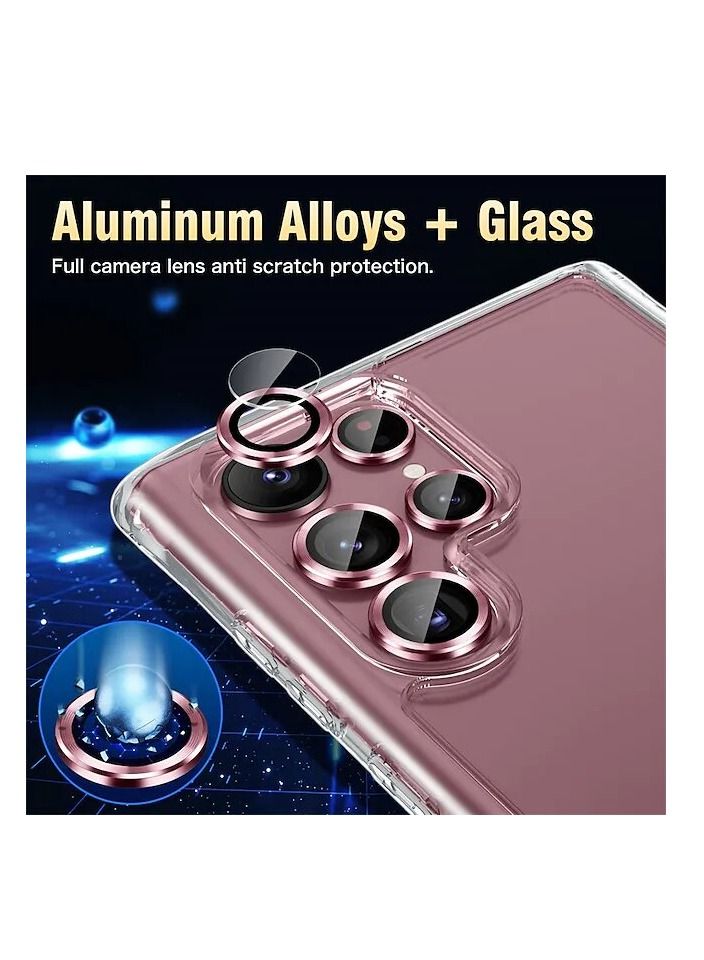 2 in 1 Clear Case with Camera Lens Protector For Galaxy S22 Ultra Ultra-HD 9H Hardness Tempered Glass Metal Ring Camera Screen Protector - Image 3