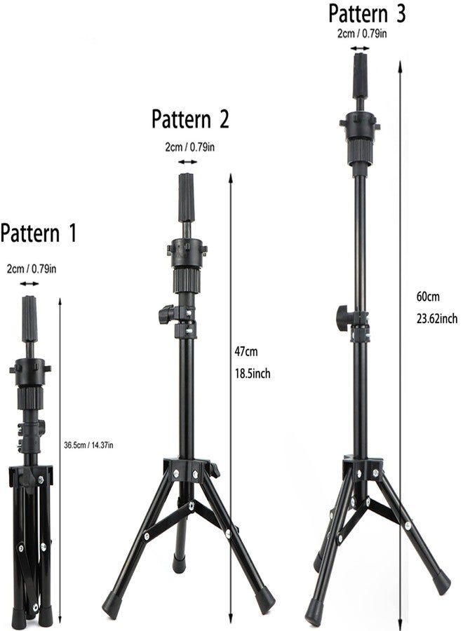 simnient Wig Stand Tripod with Heads, Canvas Block Head Mannequin Head Stand Wigs Display Styling Head With Mount Hole for Wigs Making Display with Wig Caps, T Pins C Pins Set Bristle Brush - Image 4