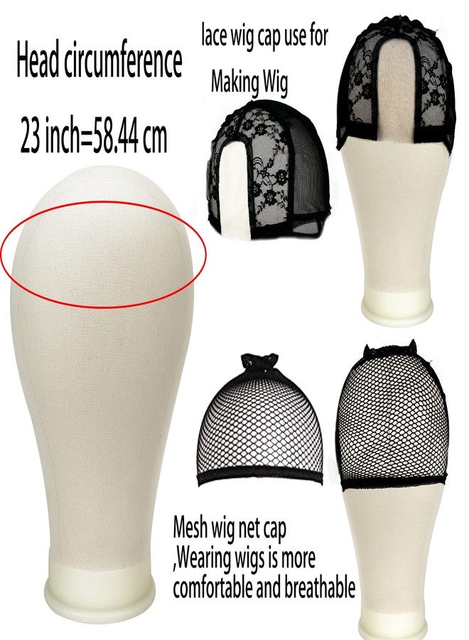 simnient Wig Stand Tripod with Heads, Canvas Block Head Mannequin Head Stand Wigs Display Styling Head With Mount Hole for Wigs Making Display with Wig Caps, T Pins C Pins Set Bristle Brush - Image 5