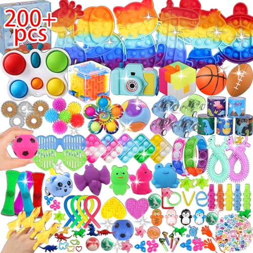 BILLFULL 200 Pcs Party Favors for Kids Fidget Toys Bulk Birthday Gift Toys Stocking Stuffers Treasure Box Birthday Party Goodie Bag Stuffers Carnival Prizes Pinata Filler for Classroom - Image 1