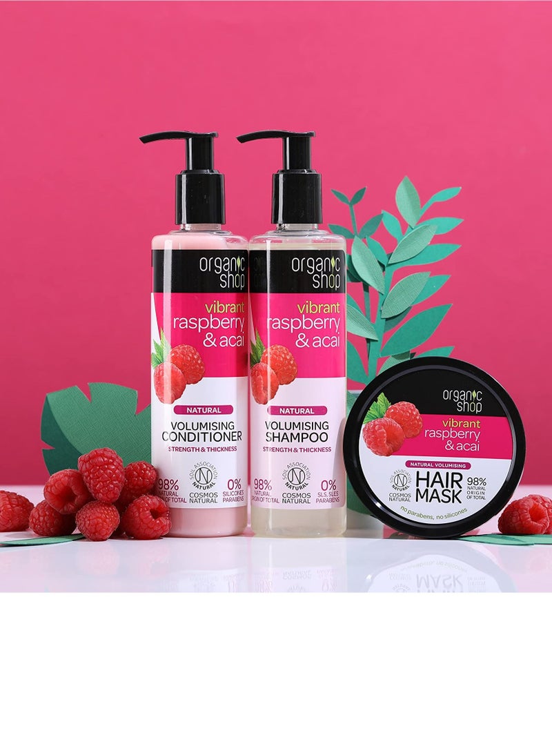 Organic Shop Natural Vibrant Raspberry and Acai Organic Hair Shampoo Provides Strength and Thickness Contains no Parabens for Men and Women 280ml - Image 2
