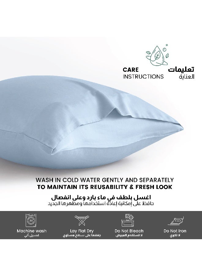 Rest Microfiber Pillow Cases 2 Piece Set 50x75cm, 20x30 Inches Mettalic Blue Pillow Cover Soft Brushed Supersoft Fabric Pillow Cases Standard Size  - Image 2