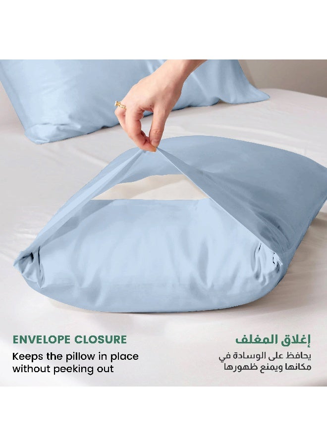 Rest Microfiber Pillow Cases 2 Piece Set 50x75cm, 20x30 Inches Mettalic Blue Pillow Cover Soft Brushed Supersoft Fabric Pillow Cases Standard Size  - Image 3