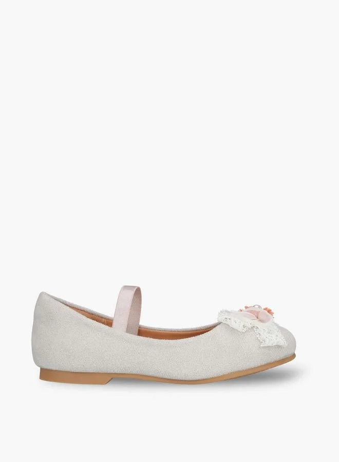 جونيورز Girls Floral Applique Ballerina Shoes