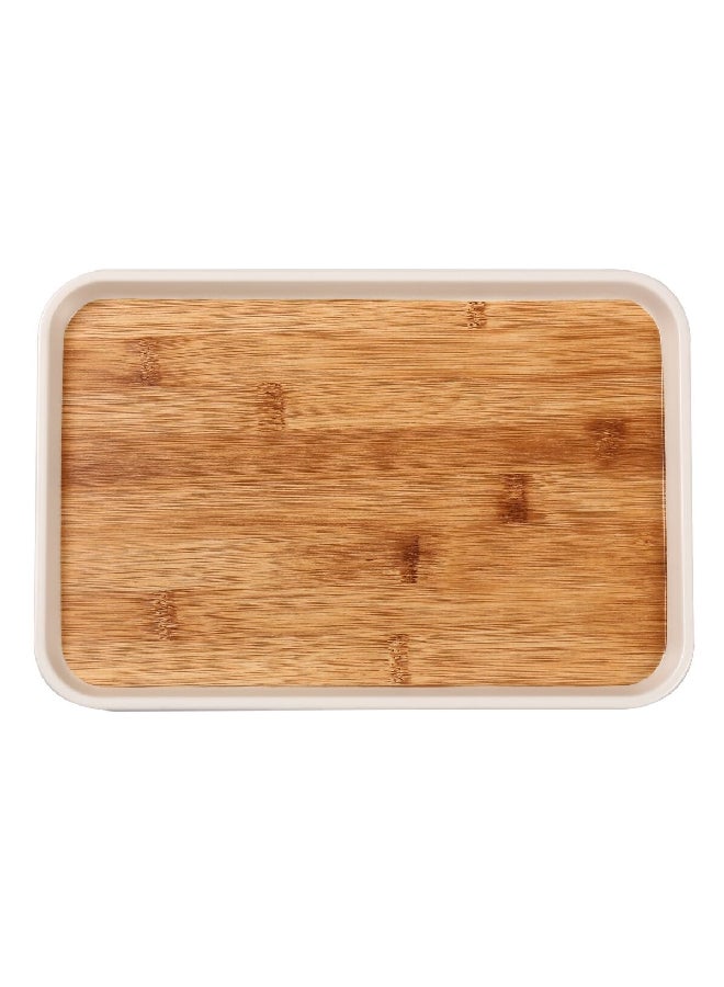 Felli Elegant Durable Rectangular Melamine and Bamboo Serving Tray Brown and White 1.5 x 17.2 x 25.5 cm Y1K150046-PH051-F