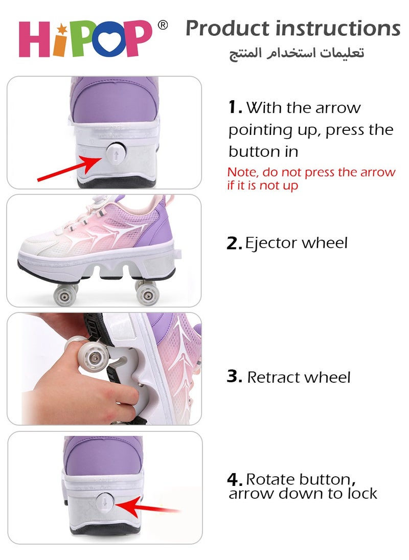 HIPOP - Unisex Kids Roller Skate Shoes with Dual Mode,Wheel Can Be Hidden,Fashional Girls Boys Roller Shoes,Retractable Skates for Kids - Image 1