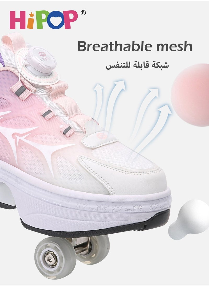 HIPOP - Unisex Kids Roller Skate Shoes with Dual Mode,Wheel Can Be Hidden,Fashional Girls Boys Roller Shoes,Retractable Skates for Kids - Image 1