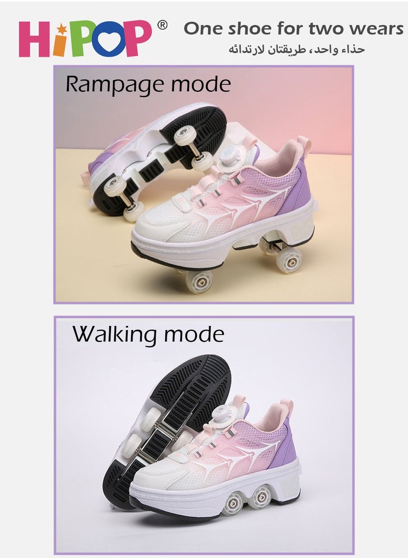 HIPOP - Unisex Kids Roller Skate Shoes with Dual Mode,Wheel Can Be Hidden,Fashional Girls Boys Roller Shoes,Retractable Skates for Kids - Image 1