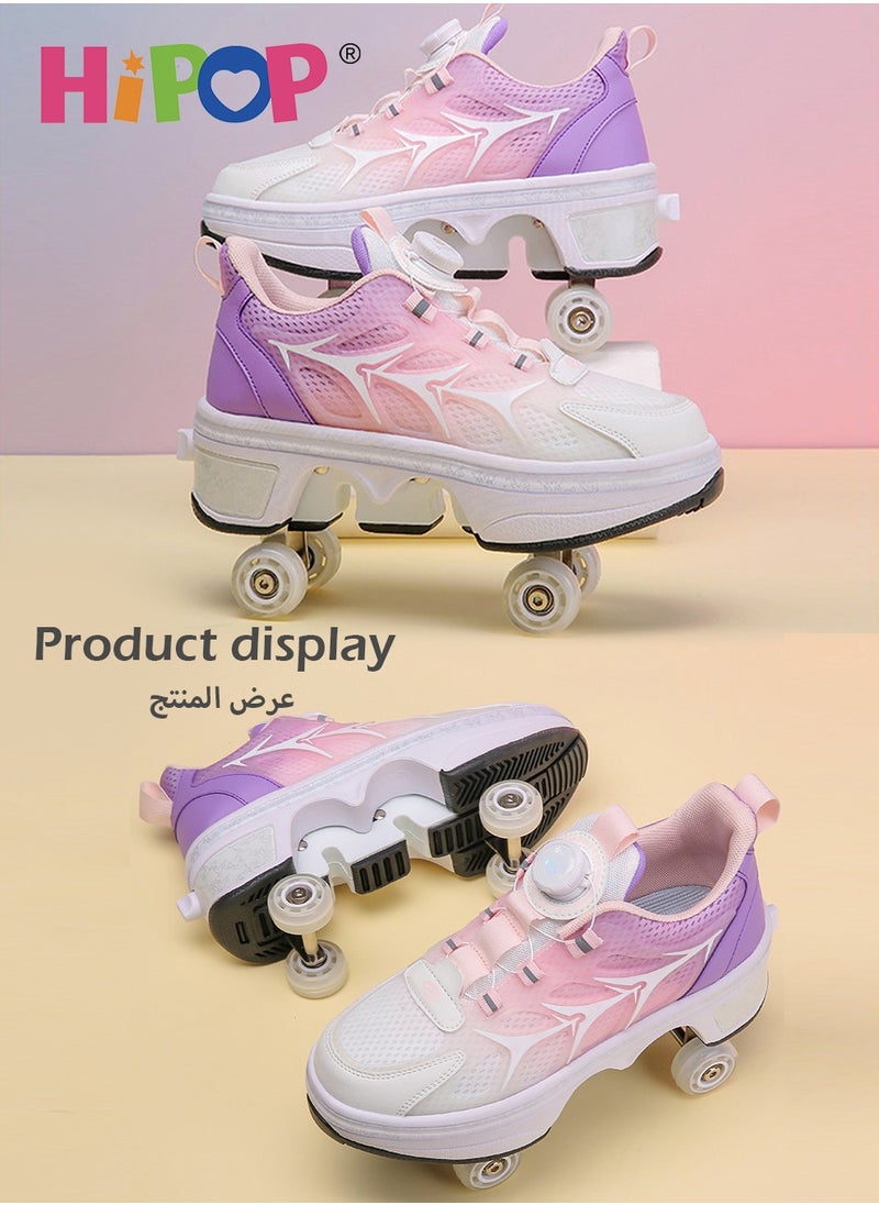 HIPOP - Unisex Kids Roller Skate Shoes with Dual Mode,Wheel Can Be Hidden,Fashional Girls Boys Roller Shoes,Retractable Skates for Kids - Image 1