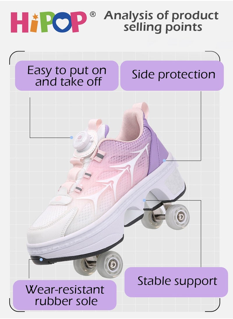 HIPOP - Unisex Kids Roller Skate Shoes with Dual Mode,Wheel Can Be Hidden,Fashional Girls Boys Roller Shoes,Retractable Skates for Kids - Image 1