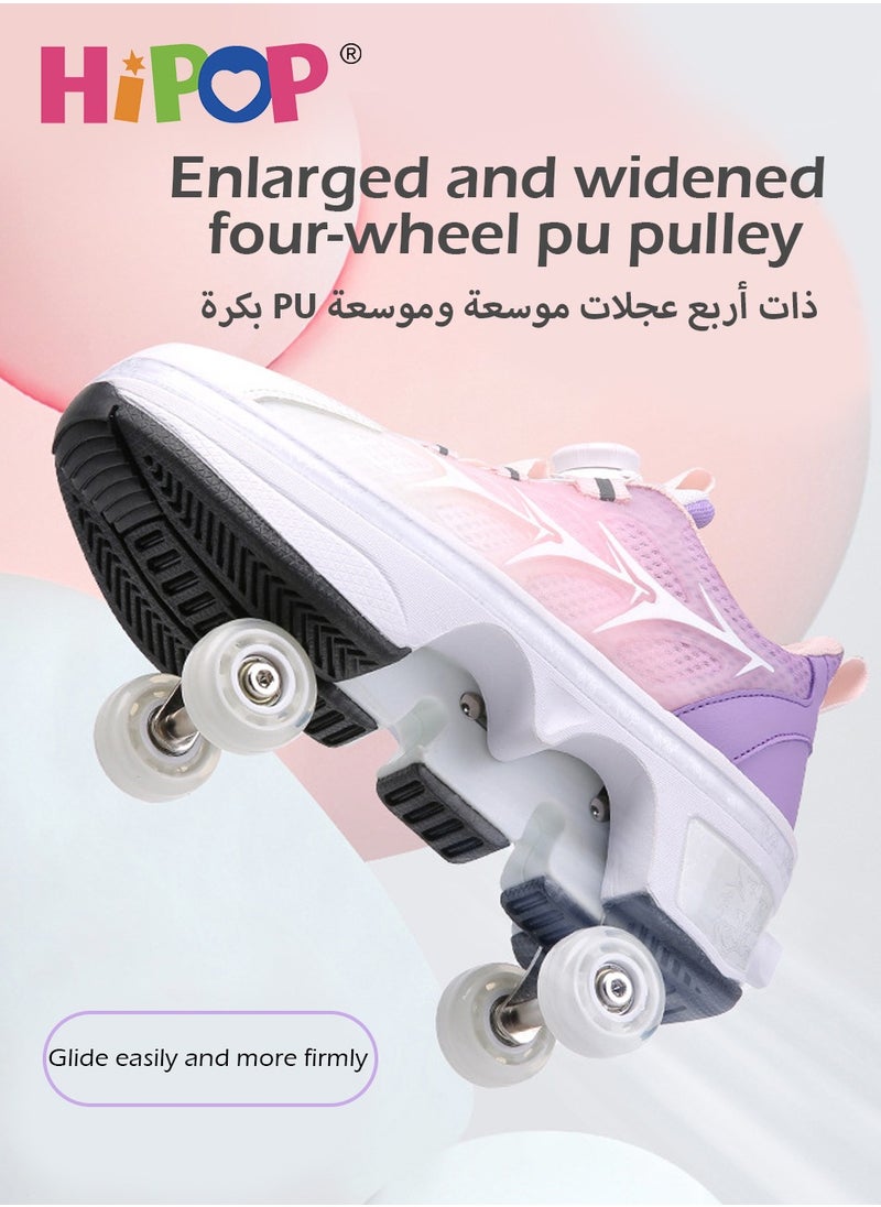 HIPOP - Unisex Kids Roller Skate Shoes with Dual Mode,Wheel Can Be Hidden,Fashional Girls Boys Roller Shoes,Retractable Skates for Kids - Image 1