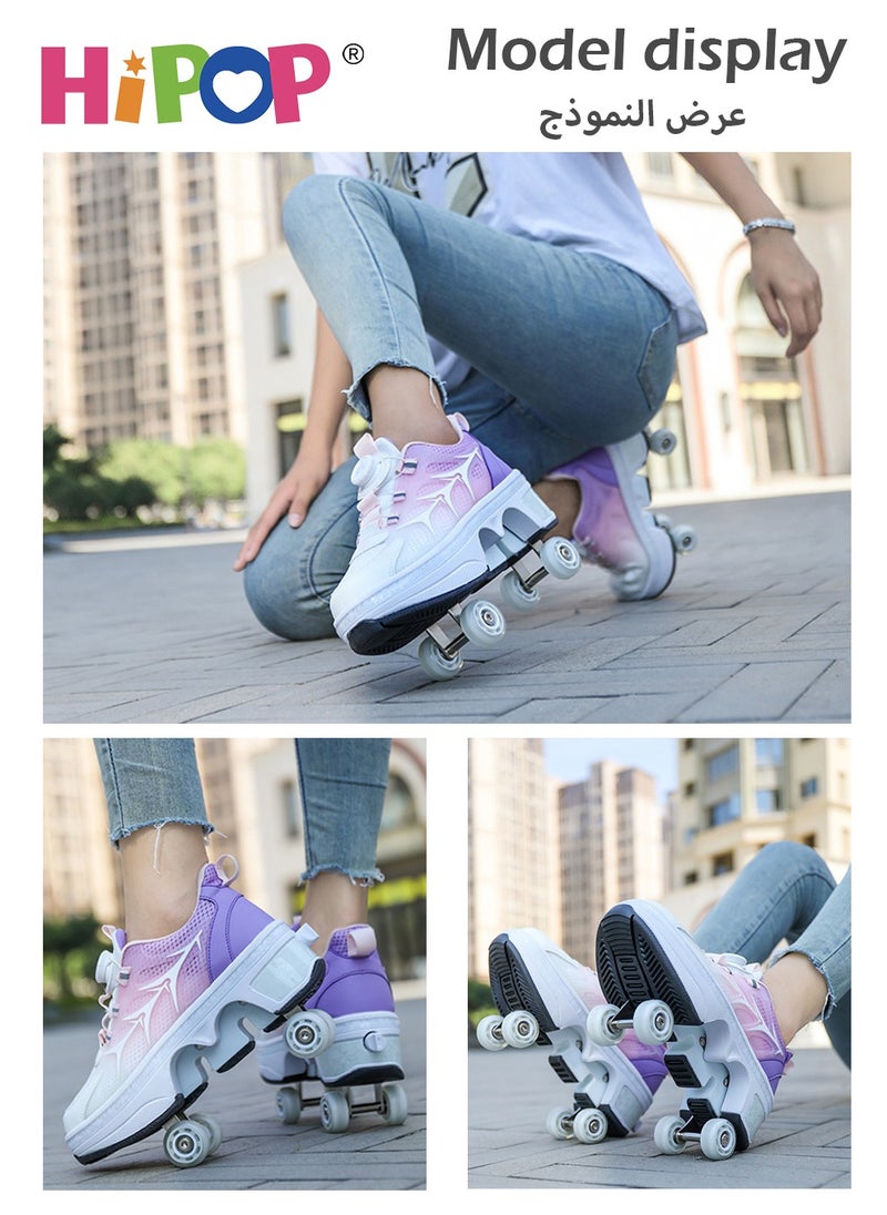 HIPOP - Unisex Kids Roller Skate Shoes with Dual Mode,Wheel Can Be Hidden,Fashional Girls Boys Roller Shoes,Retractable Skates for Kids - Image 1