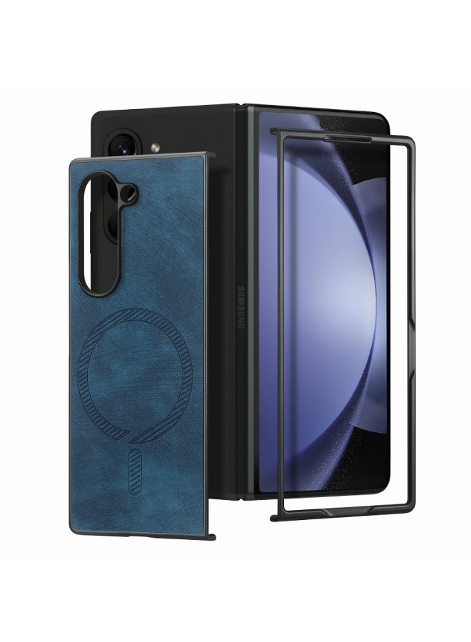 general Case for Samsung Z Fold 7, Retro Phone Protective Cover with Leather Texture with Magnetic Charging Ring, Slim and Foldable Case for Samsung Galaxy Z Fold 7 - Image 2