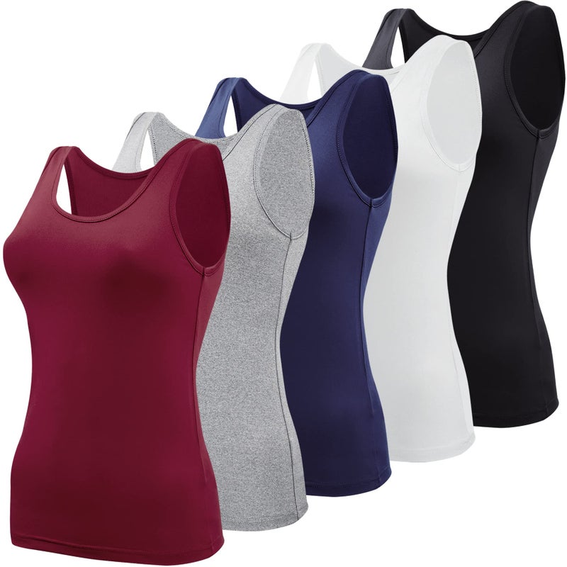 BQTQ 5 Pcs Tank Tops for Women Undershirt Sleeveless Under Shirts Tank Top, XL - Image 1