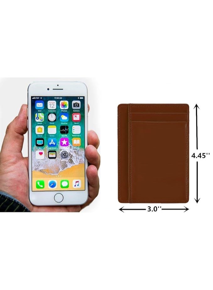 Men's Slim Wallet, Credit Card Holder with ID Window, Five Card Slots, Premium Leather, Coffee Colour  - Image 2