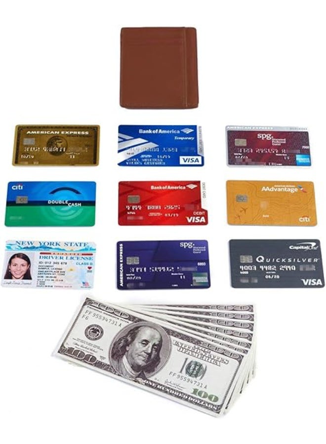 Men's Slim Wallet, Credit Card Holder with ID Window, Five Card Slots, Premium Leather, Coffee Colour  - Image 3