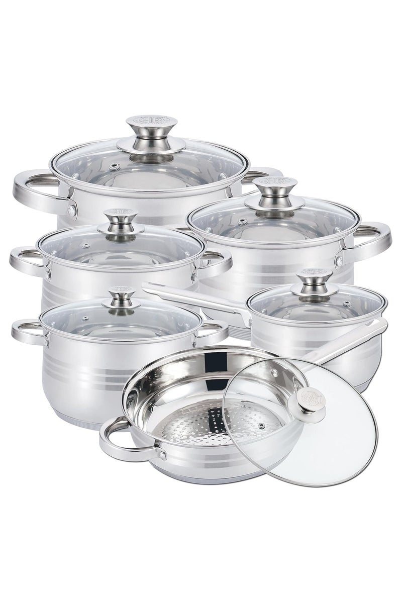 Olympia
 12-Piece Stainless Steel Cookware Set Silver - Image 1