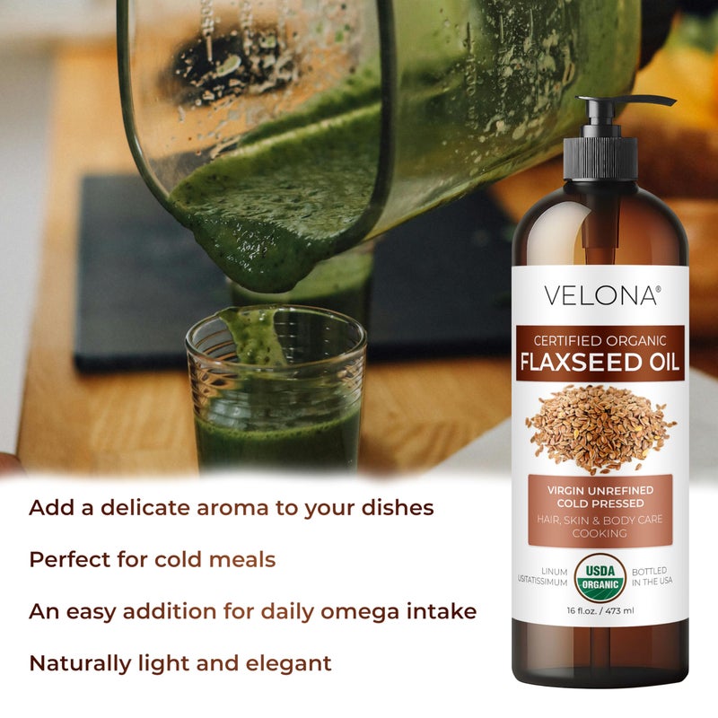 velona USDA Certified Organic Flaxseed Oil - 64 Fl Oz | 100% Pure and Natural Carrier Oil | Unrefined, Cold Pressed |Body, Face & Skin Care | Use Today - Enjoy Resultsâ€¦ - Image 4