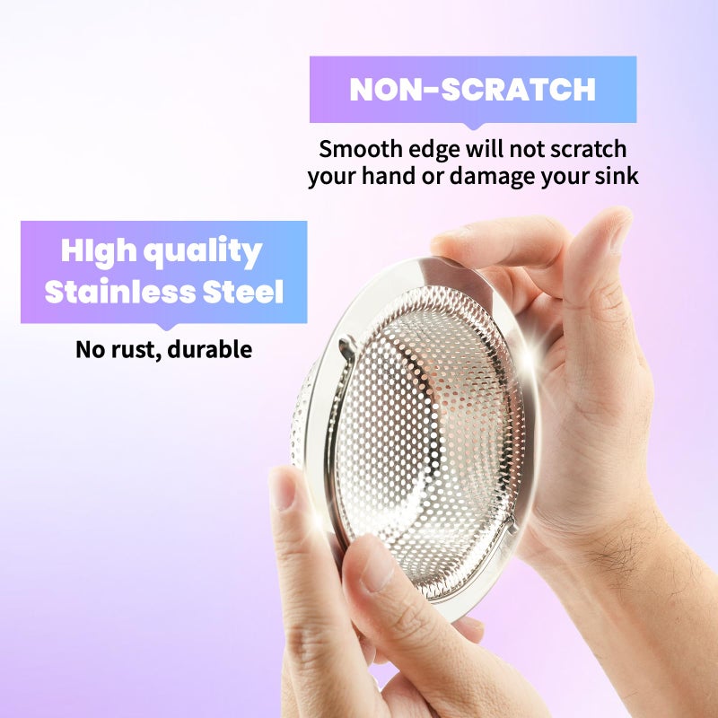 Giramika 2 Pack Kitchen Sink Drain Strainer with Handle, Stainless Steel Large Kitchen Sink Drain Basket Food Catcher, Outer Diameter 4.5 Inch, Rust Free - Image 4