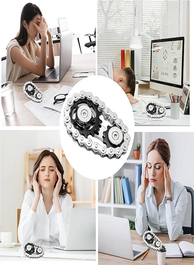 Spinner Metal Sprocket Chain Fidget, Cool Assembly Fidget Spinner Ring, Novelty Hand Finger Spinner, for Anti-Anxiety (6 x 3.5 cm) - Image 4