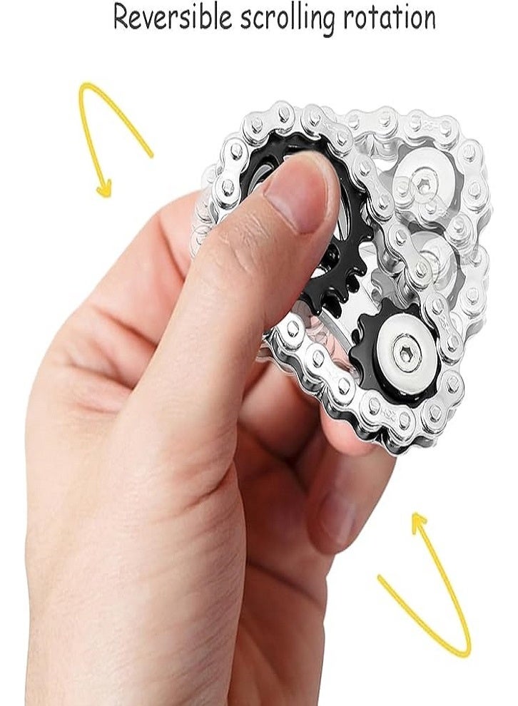Spinner Metal Sprocket Chain Fidget, Cool Assembly Fidget Spinner Ring, Novelty Hand Finger Spinner, for Anti-Anxiety (6 x 3.5 cm) - Image 5