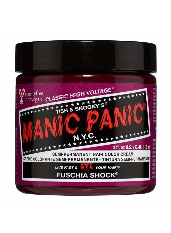 Manic Panic Classic Fuschia Shock Semi Permanent Hair Color - Dark Pink Hair Dye for Women & Men That Lasts 4-6 Weeks - Vegan, Ammonia & Cruelty-Free - Create & Mix Custom Shades (4oz) - Image 1