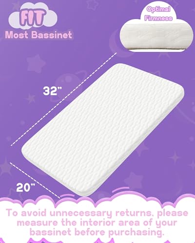 WELLZEE Rectangle Bassinet Mattress 32"x20", Supportive & Breathable Material, Fit for Baby Delight Beside Me Dreamer, Delta Children Simmons Kids Koi, RONBEI, ANGELBLISS and Most Bedside Sleeper - Image 2