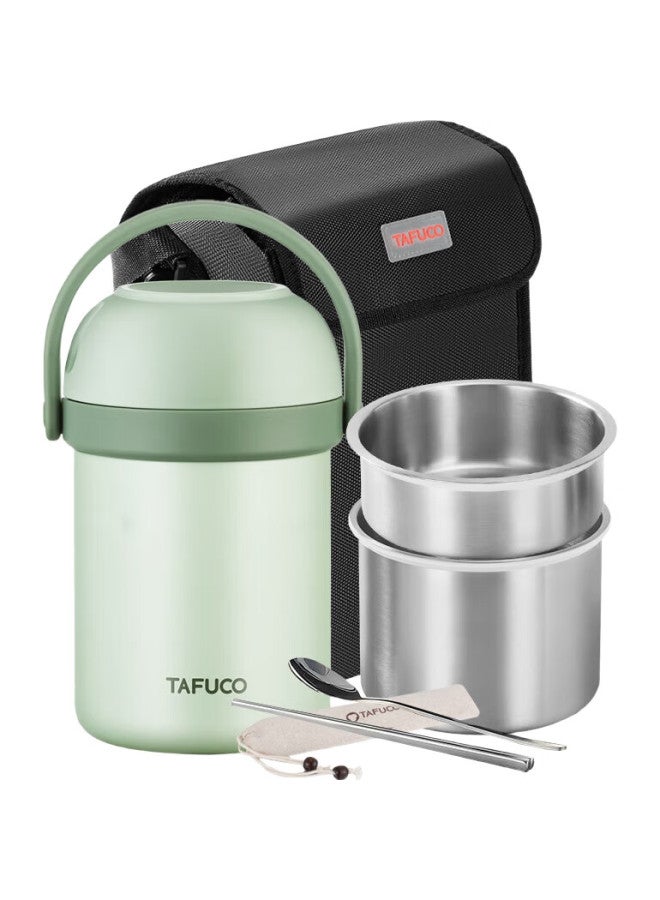 Tafuco Insulated Lunch Box, 316 Stainless Steel Portable Thermos, For Office Workers And Students, Meal Container, T0313 Grass Green, 1.7L - Image 1