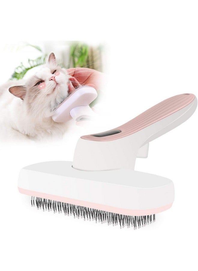 PET Dog Grooming Brush, Self Cleaning Slicker Brush For Pets And Cats, Easy To Clean Reduces Shedding Pet Grooming Brush For Small, Medium And Large Dogs (Pink) - Image 1