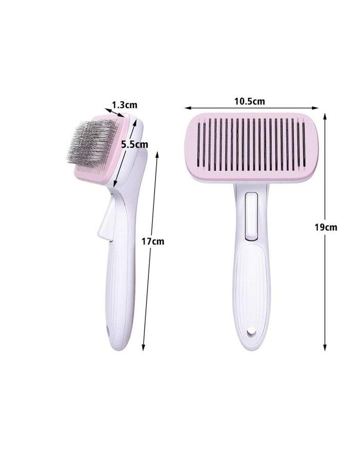 PET Dog Grooming Brush, Self Cleaning Slicker Brush For Pets And Cats, Easy To Clean Reduces Shedding Pet Grooming Brush For Small, Medium And Large Dogs (Pink) - Image 3
