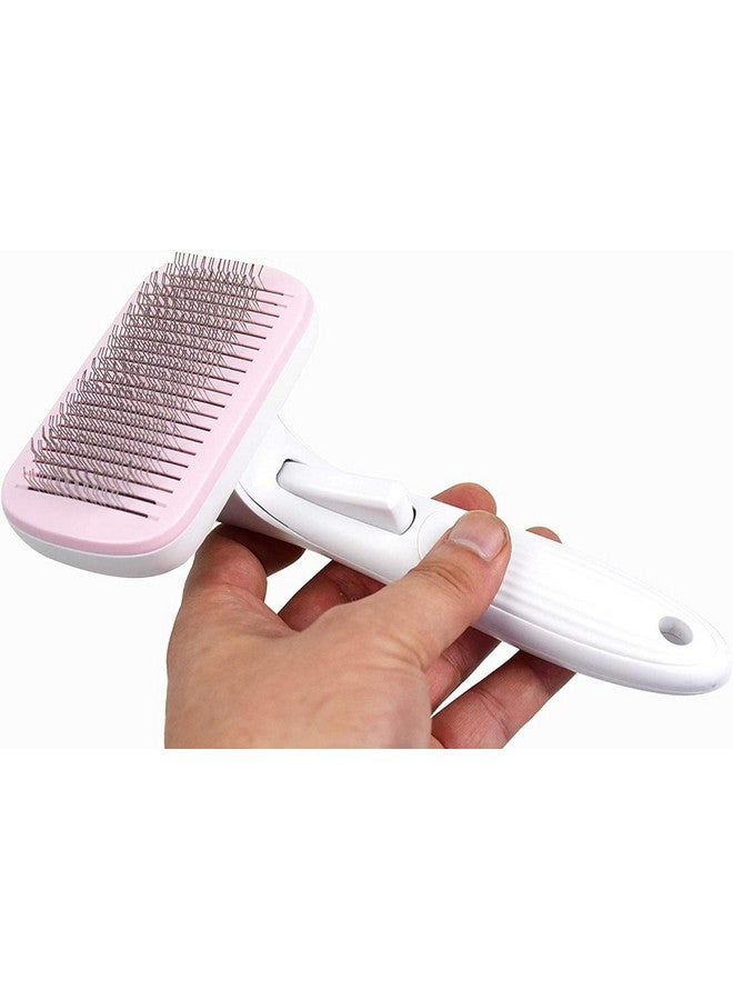 PET Dog Grooming Brush, Self Cleaning Slicker Brush For Pets And Cats, Easy To Clean Reduces Shedding Pet Grooming Brush For Small, Medium And Large Dogs (Pink) - Image 5