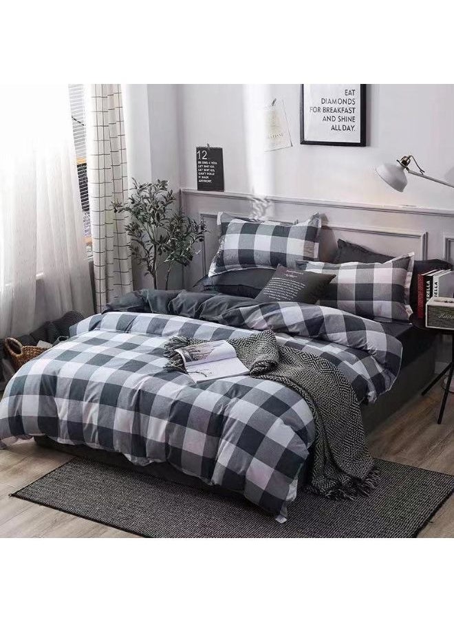 AL RAID Microfibre King Size Duvet Cover Set Includes 1xDuvet Cover 220x240cm 1xFitted Sheet 200x200+30cm 4xPillow Case Microfiber Multicolour 50x75cm 