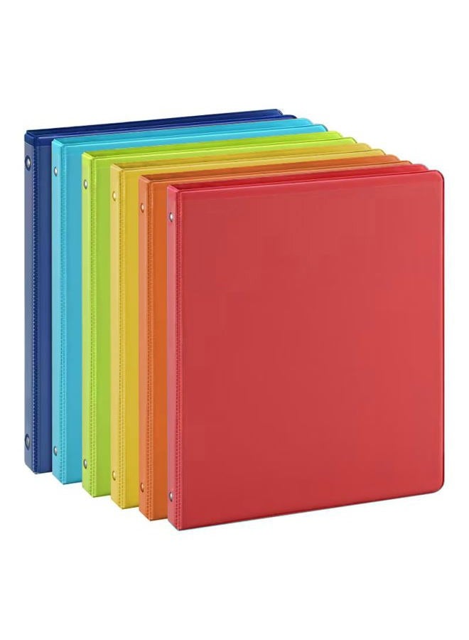 SUIN 0.5-inch 3-Ring Binder with 2 Interior Pockets, 0.5'' Basic Binders Holds US Letter Size 8.5'' x 11''for Office/Home/Back to School, 6 Pack (Assorted 6 Colors) - Image 1
