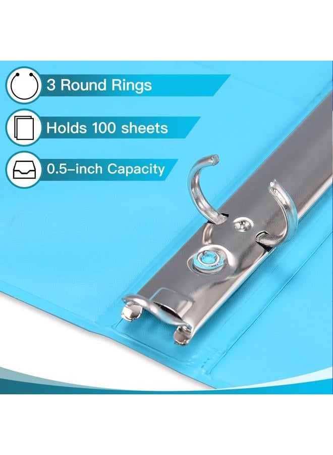SUIN 0.5-inch 3-Ring Binder with 2 Interior Pockets, 0.5'' Basic Binders Holds US Letter Size 8.5'' x 11''for Office/Home/Back to School, 6 Pack (Assorted 6 Colors) - Image 3